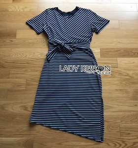 Striped Lady Ribbon Dress ขายเดรสผ้ายืด