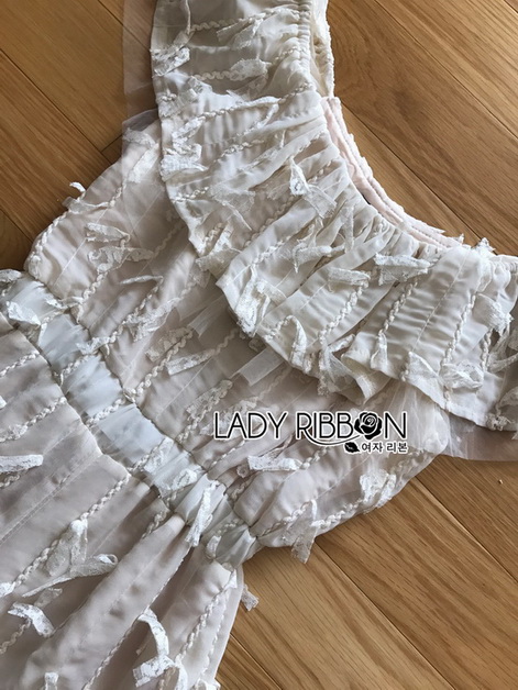 จัมป์สูทผ้าชีฟองตกแต่งลูกไม้ทรงเปิดไหล่