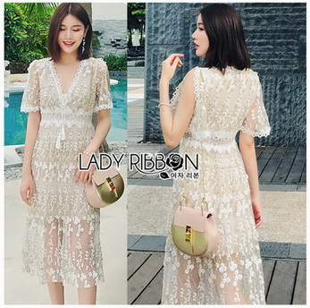 Annie Golden lady Ribbon Lace Dress