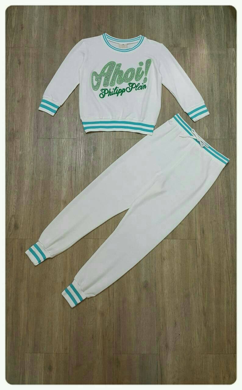 SW12010916 Sweet Bunny Present... Ahoi! Philipp Plein Embroidered jogger set เซ็ทเสื้อ+กางเกง ผ้ายืด Cotton