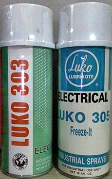 สปรย์ยี่ห้อLUKO303LUKO304สเปรย์ล้างมอเตอร์309สเปรย์ไล่ความชื้น310สเปรย์ป้องกันสะเก็ดเชื่อม 315คลายน๊อตคลายเกลียว316สเปรย์ซิลิโคนหล่อลื่นแม่พิมพ์323สเปรย์ล้างคราบน้ำมันจาระบี328สเปรย์ป้องกันสนิม330สเปรย์ฉีดสายพาน 331-333ชุดเช็ครอยร้าว