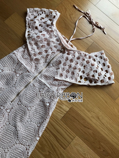 Playsuit Lady Ribbon เพลย์สูทสีชมพูนู้ด