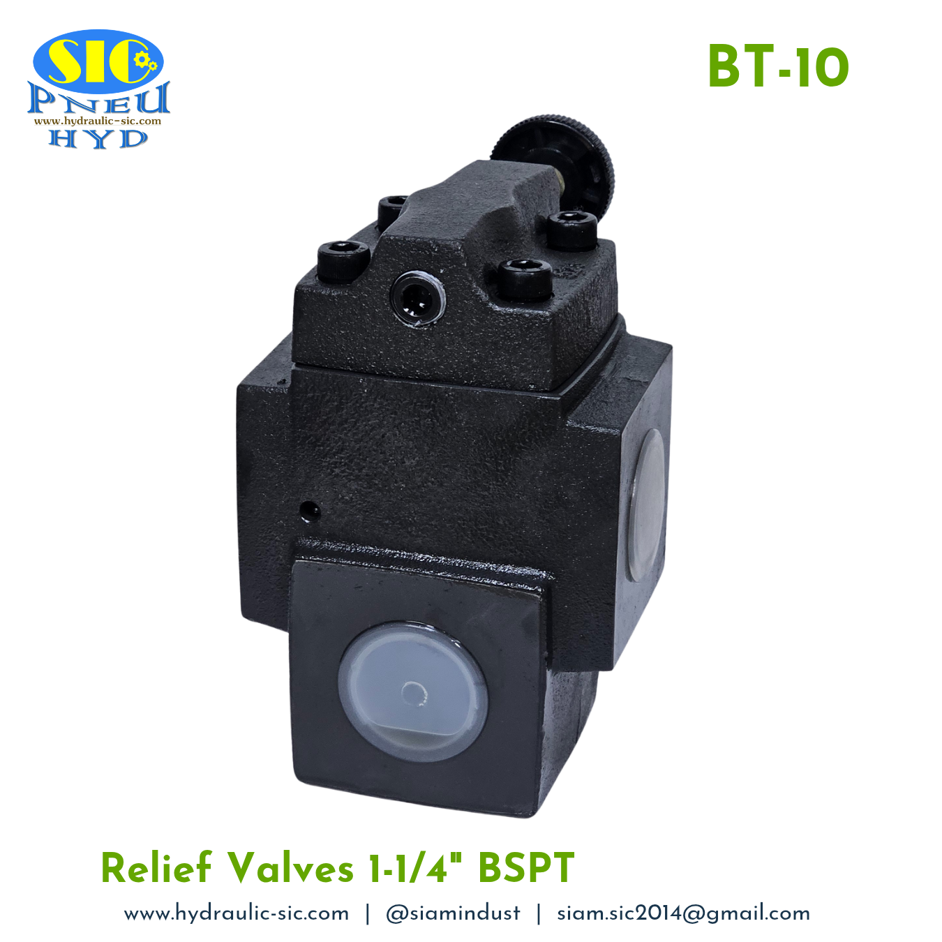 BT-10-H Relief Valve วาล์วปรับแรงดันน้ำมันไฮดรอลิค แบบต่อท่อ 1-1/4" : YOUQUEN