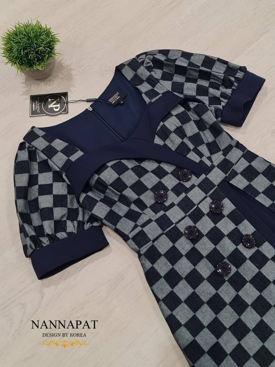 เพลสูทงานผ้ายีนส์ลายสก็อต