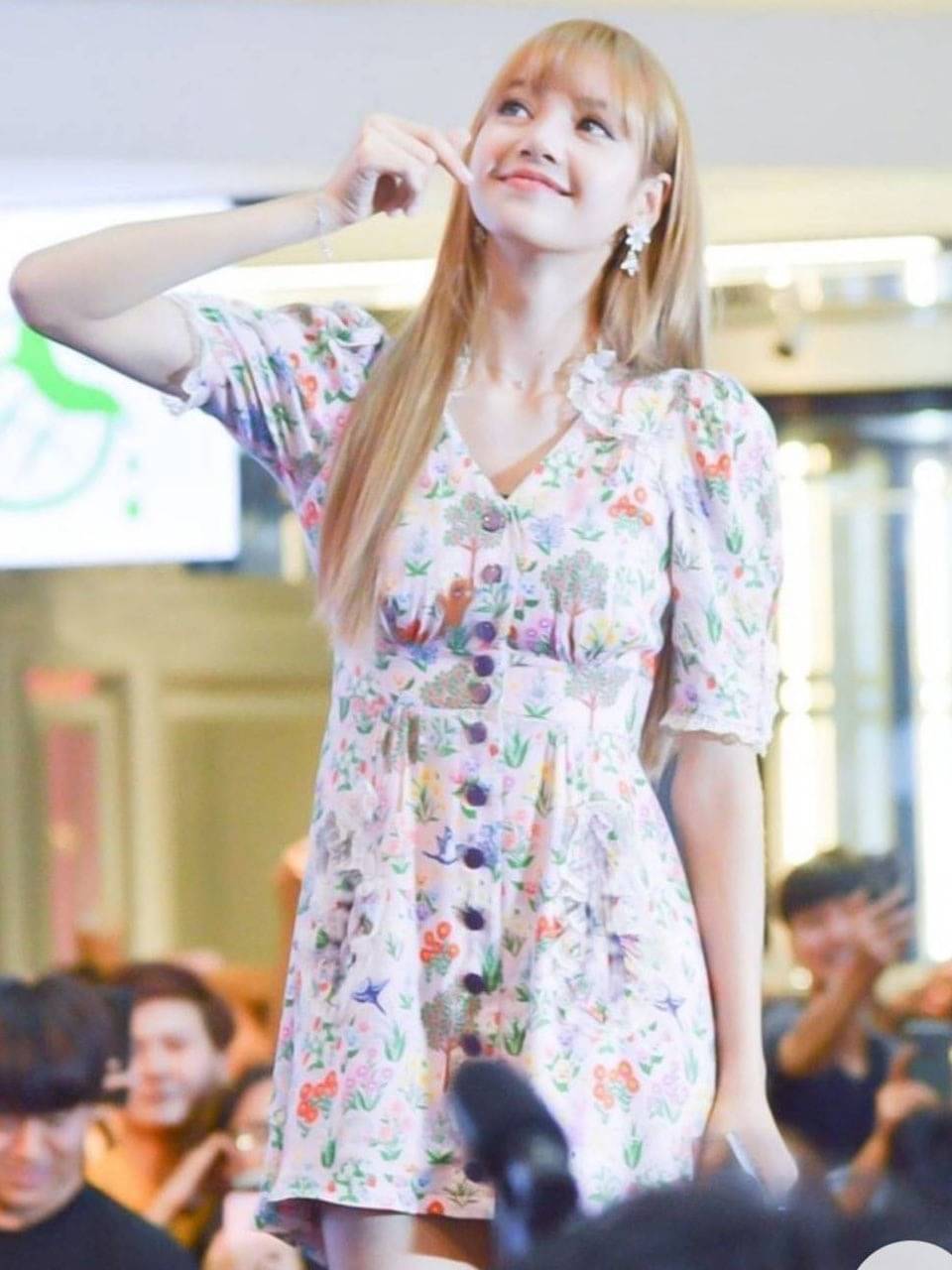 เดรสสั้นผ้าเครปพิมพ์ลายดอกไม้สีสดใส