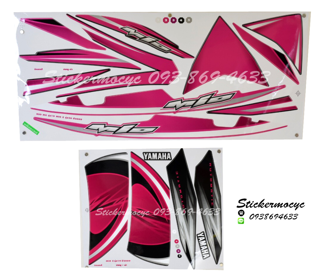 สติ๊กเกอร์ Yamaha Mio Z ปี 2009 รุ่น 19 ติดรถสี ชมพู ดำ (เคลือบเงา)