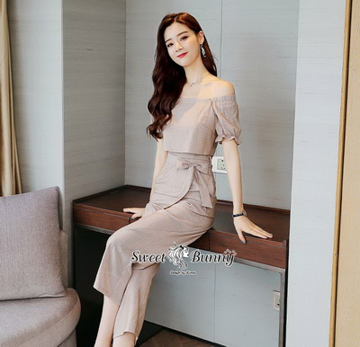 จั๊มสูทเกาหลีผ้าพื้นเนื้อดีผ้านุ่มใส่สบาย