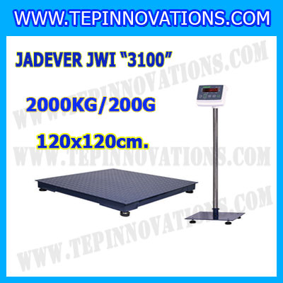 เครื่องชั่งดิจิตอลตั้งพื้น 2000kg ยี่ห้อ JADEVER รุ่น JWI-3100 II ขนาดแท่น 120x120cm. เครื่องชั่งน้ำหนัก2000กิโล เครื่องชั่งดิจิตอลชั่งน้ำหนัก2000kg ตาชั่ง2000kg ตาชั่ง ดิจิตอล2000kg เครื่องชั่งดิจิตอล2000kg พิกัดน้ำหนัก 2000kg ค่าละเอียด 0.2kg