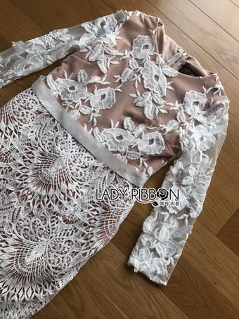 Lady Gabriella Elegant Chic Mixed Lace Dress