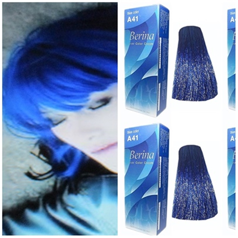 Berina permanent blue color number A41 hair dye cream 60g 2oz new in box and treatment