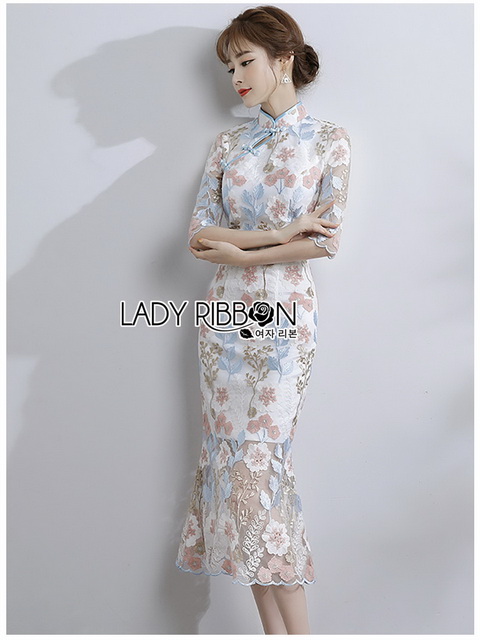 Dress เดรสทรงกี่เพ้าผ้าลูกไม้สีพาสเทล