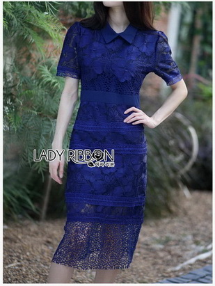 Lady Linda Preppy Chic Collared Lace Dress