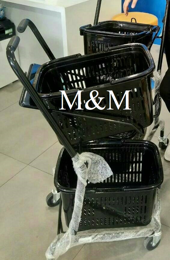 รถเข็นตะกร้า 2 ชั้น สีดำ