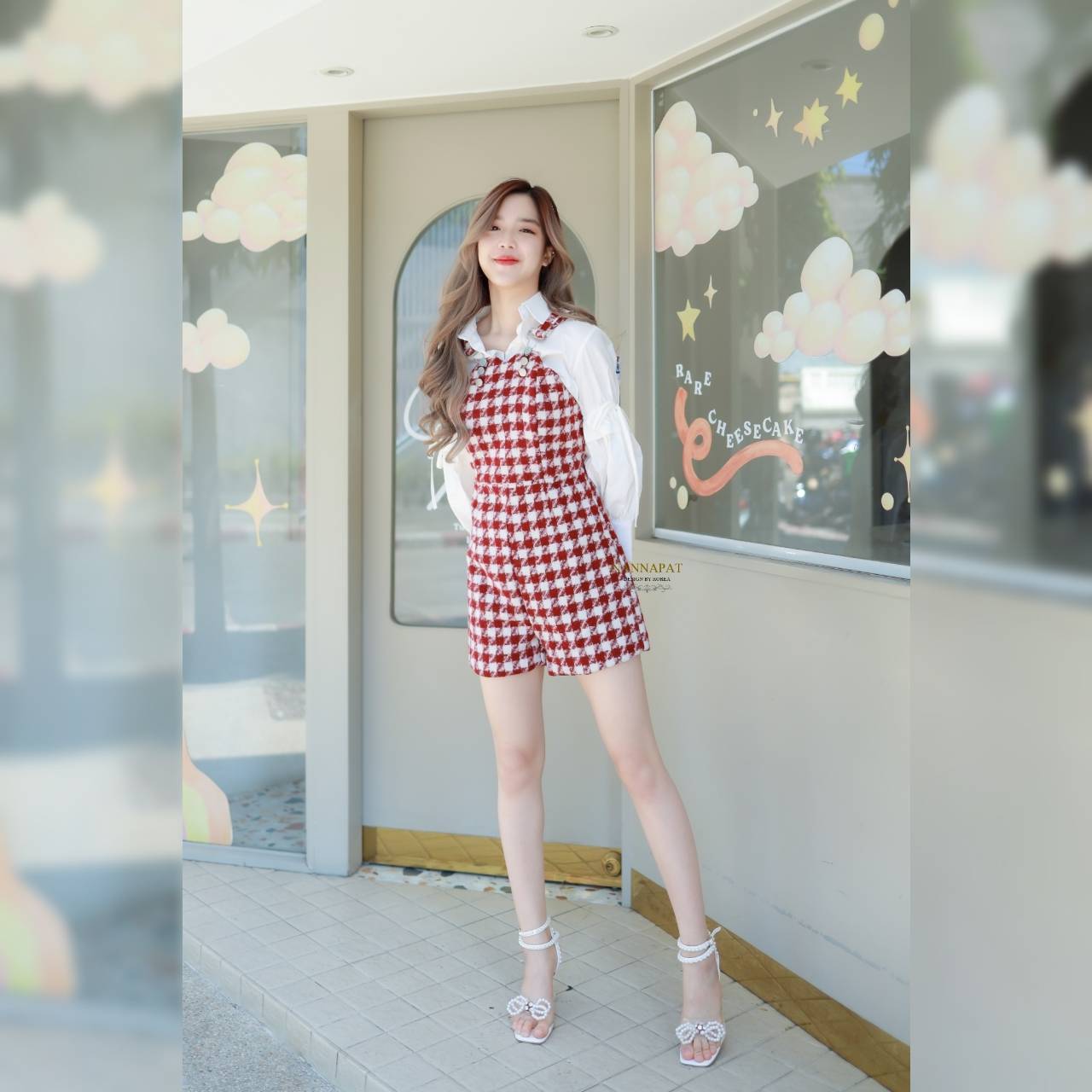 เซท เอี้ยม ผ้าทอลาย ชิโนริ สีแดง