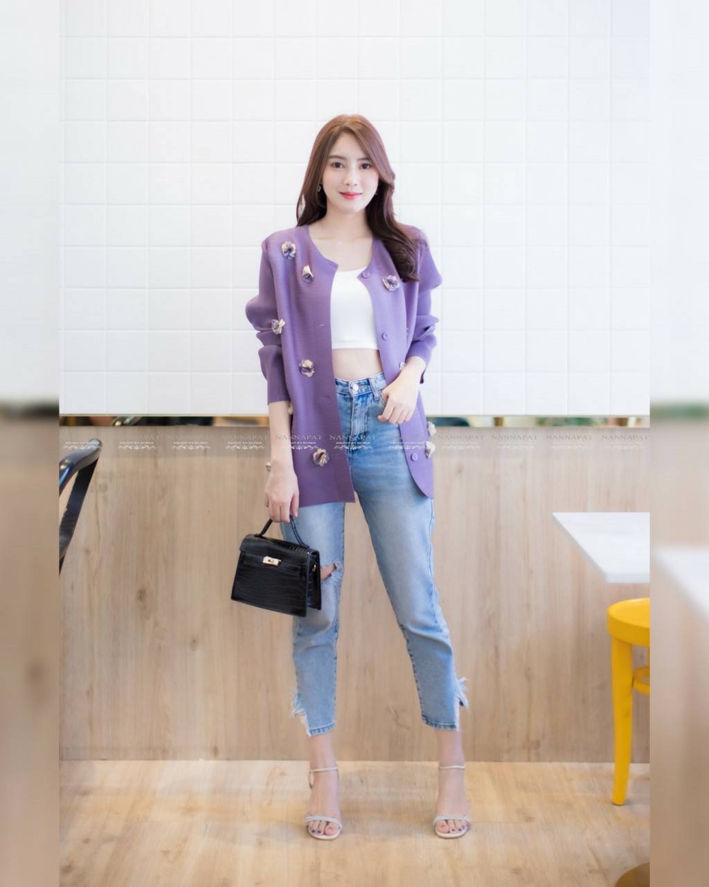เสื้อคลุมพรีททรงใหญ่Purple (ม่วง)