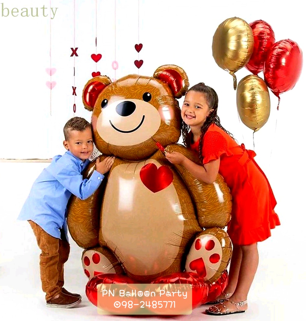 ลูกโป่งน้องหมีมีหัวใจ สำหรับวาเลนไทน์ Valentine's bear and heart balloons