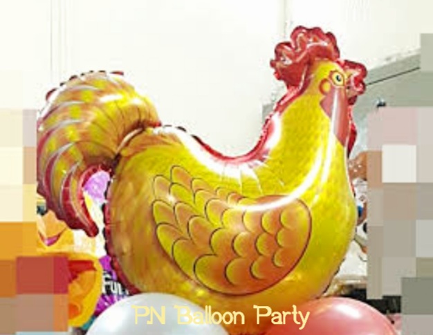 ลูกโป่งการ์ตูนลายไก่สีทอง Chicken Balloon