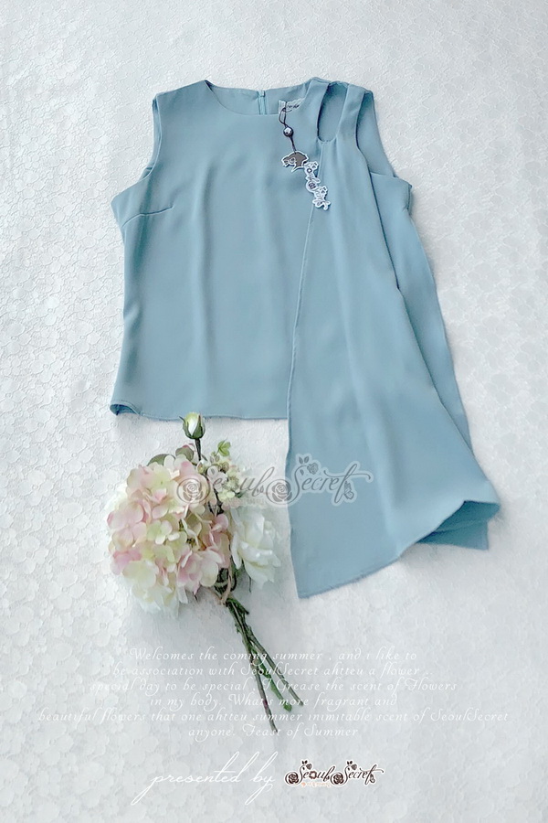 เสื้อแขนกุดเนื้อผ้าเครปเรียบๆดูสวยหรู