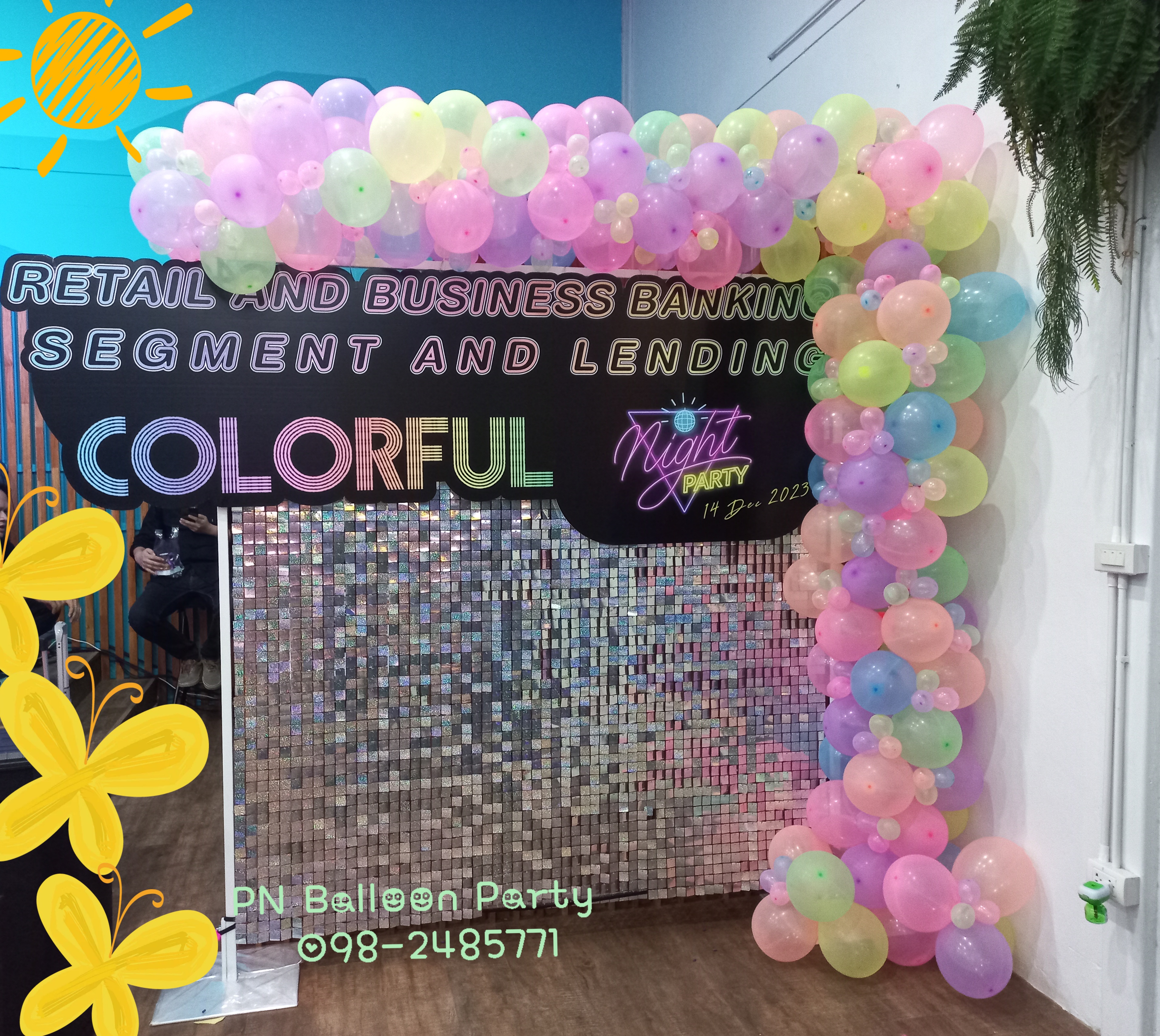 ฉากชิมเมอร์นีออน grow up in blacklight christmas backdrops Balloons สำเนา