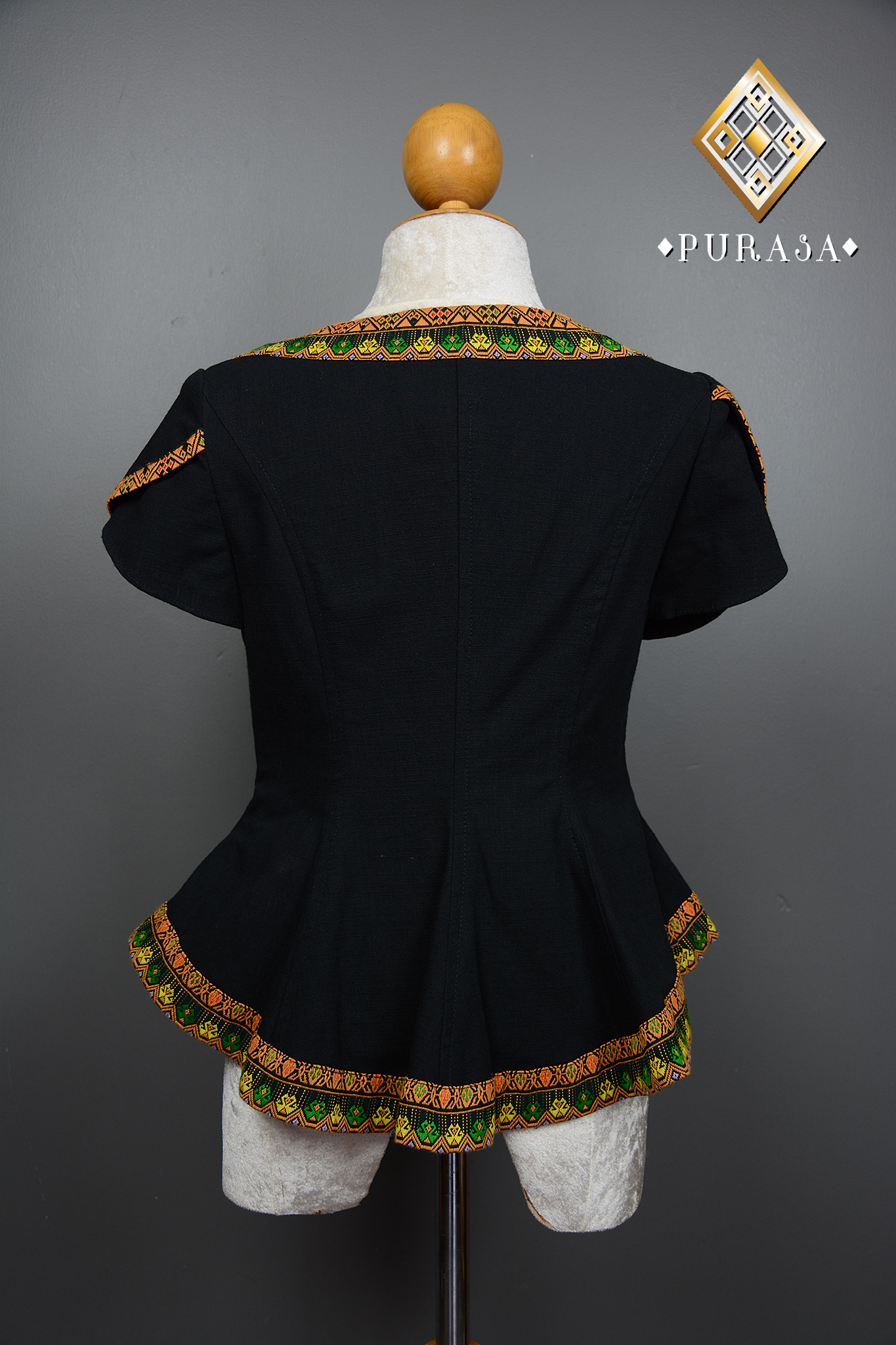 PUS025 เสื้อผ้าฝ้ายแต่งตีนจก