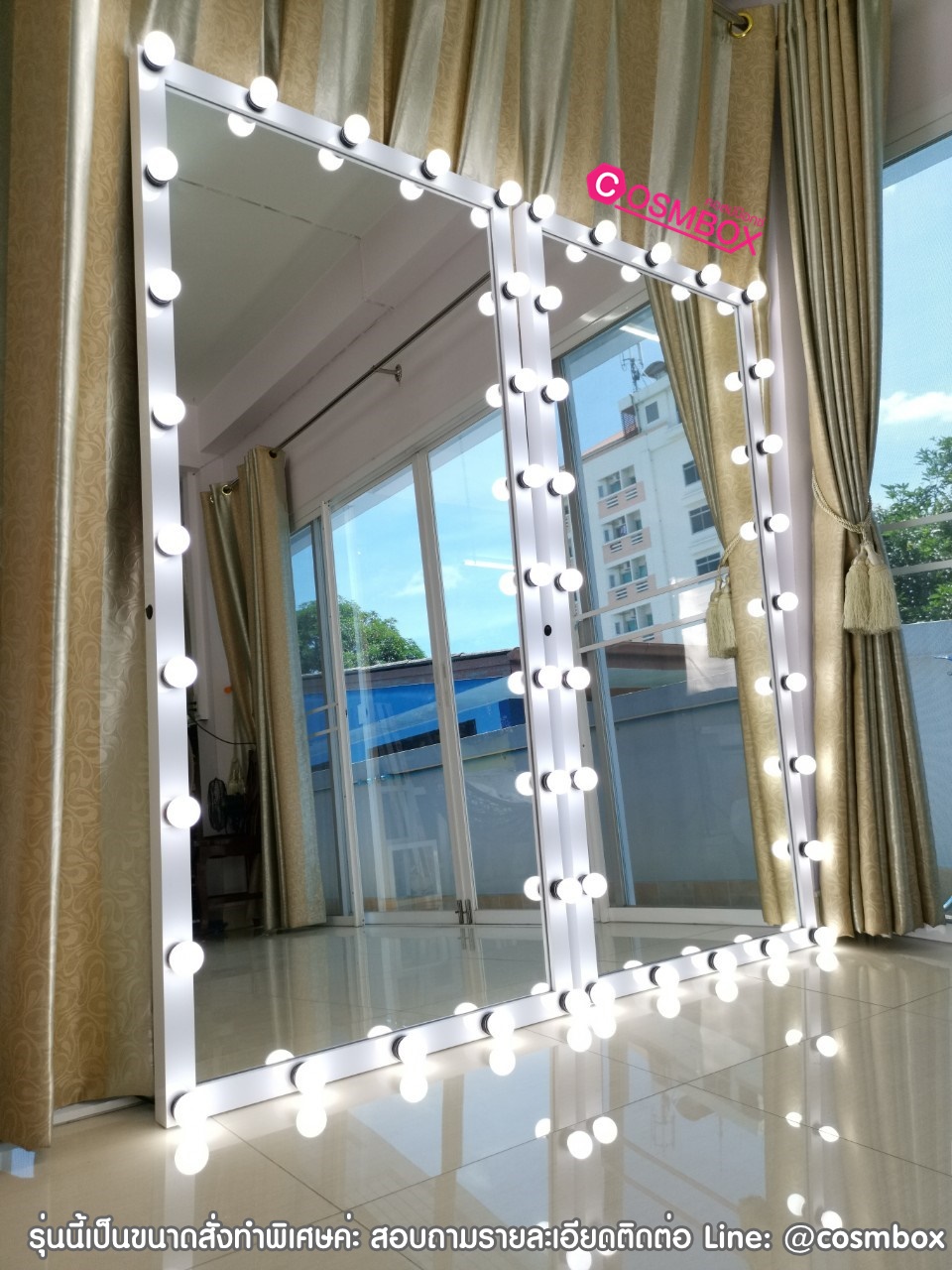 กระจกส่องเต็มตัว กระจกมีไฟ (กรอบเล็ก) - 80 x 180 cm. (รุ่นแขวนผนัง)