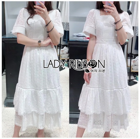 Dress เดรสผ้าคอตตอนปักและฉลุลายสไตล์วินเทจ