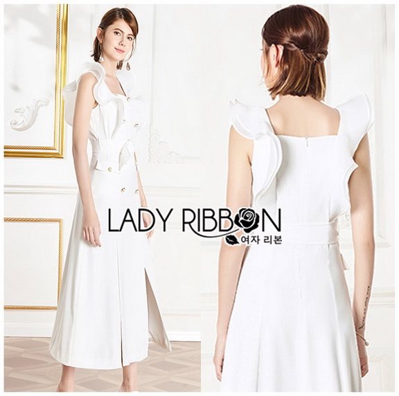 Dress Lady Ribbon ขายเดรสแขนระบาย