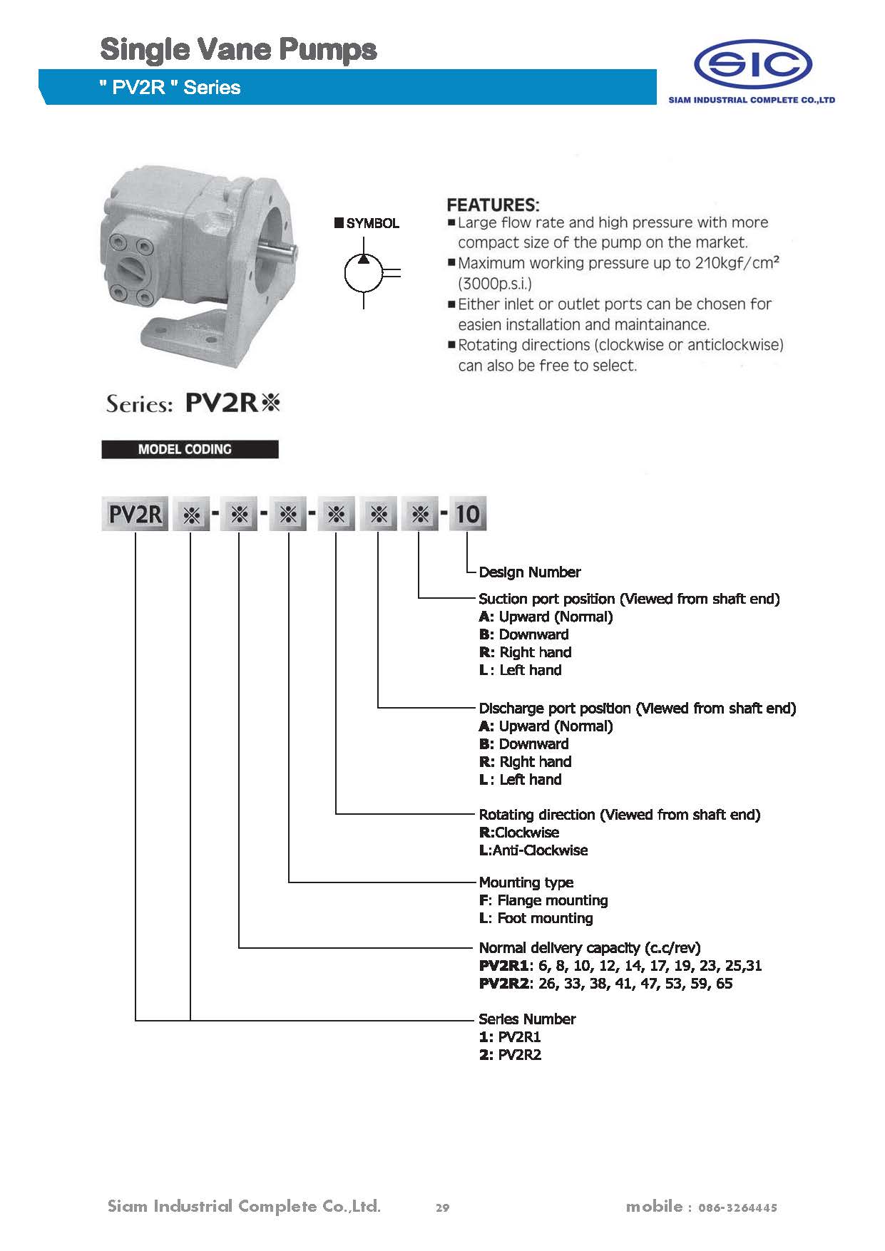 PV2R12-**-**-F-RAA : Double Vane Pumps Hydraulic OKITER