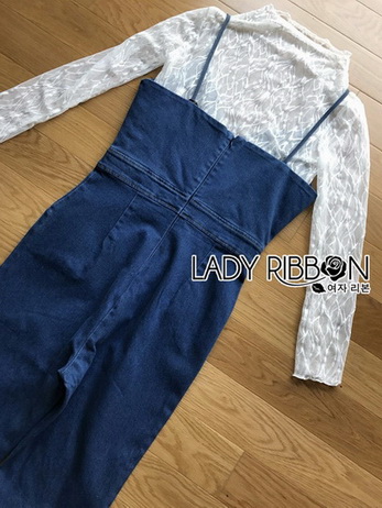 Minimal Lace and Denim Jumpsuit