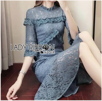 🎀 Lady Ribbon's Made 🎀 Lady Sarah Street Chic Denim Shirt Dress with Ribbon-Belt