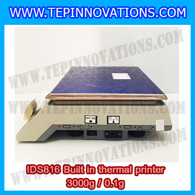 เครื่องชั่งดิจิตอล พิกัดน้ำหนัก 3kg Built-in thermal printer ยี่ห้อ SDS รุ่น IDS816 ค่าละเอียด 0.1g