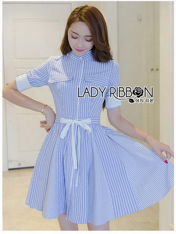 Lady Christine Striped Blue & White