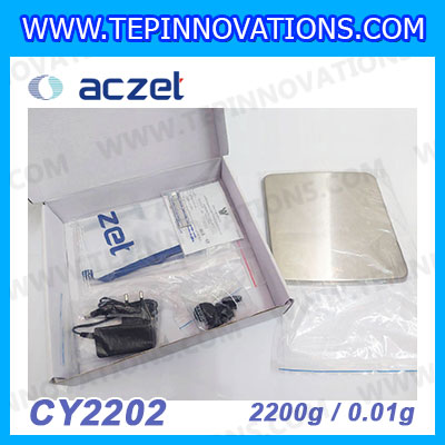 เครื่องชั่ง aczet CY2202 precision balance 2200gx0.01g เครื่องชั่งทศนิยม 2 ตำแหน่ง เครื่องชั่งละเอียดสูง2200g เครื่องชั่งน้ำหนัก2200g พิกัด 2200g ค่าละเอียด 0.01g เครื่องชั่งยี่ห้อ Aczet รุ่น CY2202