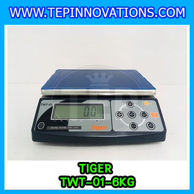 เครื่องชั่งน้ำหนักดิจิตอลตั้งโต๊ะ พิกัด6กิโลกรัม ความละเอียด0.2g ยี่ห้อ TIGER รุ่น TWT (เครื่องชั่งผ่านตรวจรับรองจากสำนักชั่งตวงวัด)