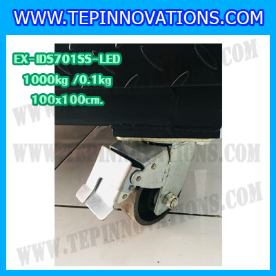 เครื่องชั่งน้ำหนักดิจิตอลพร้อมล้อ1ตัน เครื่องชั่งตั้งพื้นพร้อมล้อ1000กิโล เครื่องชั่งพร้อมล้อ1000kg ตาชั่งตั้งพื้น1ตัน ความละเอียด 0.1kg ประกอบกับหัวอ่านยี่ห้อ SDS รุ่น IDS701SS-LED ขนาดแท่น 100x100Cm. พร้อมที่จับเข็นเพื่อง่ายต่อการเคลื่อนย้าย