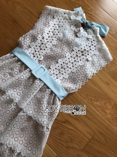 White Lace Dress เดรสผ้าลูกไม้สีขาวลาย Scallop
