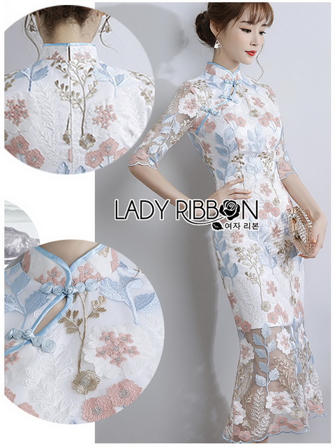 Dress เดรสทรงกี่เพ้าผ้าลูกไม้สีพาสเทล