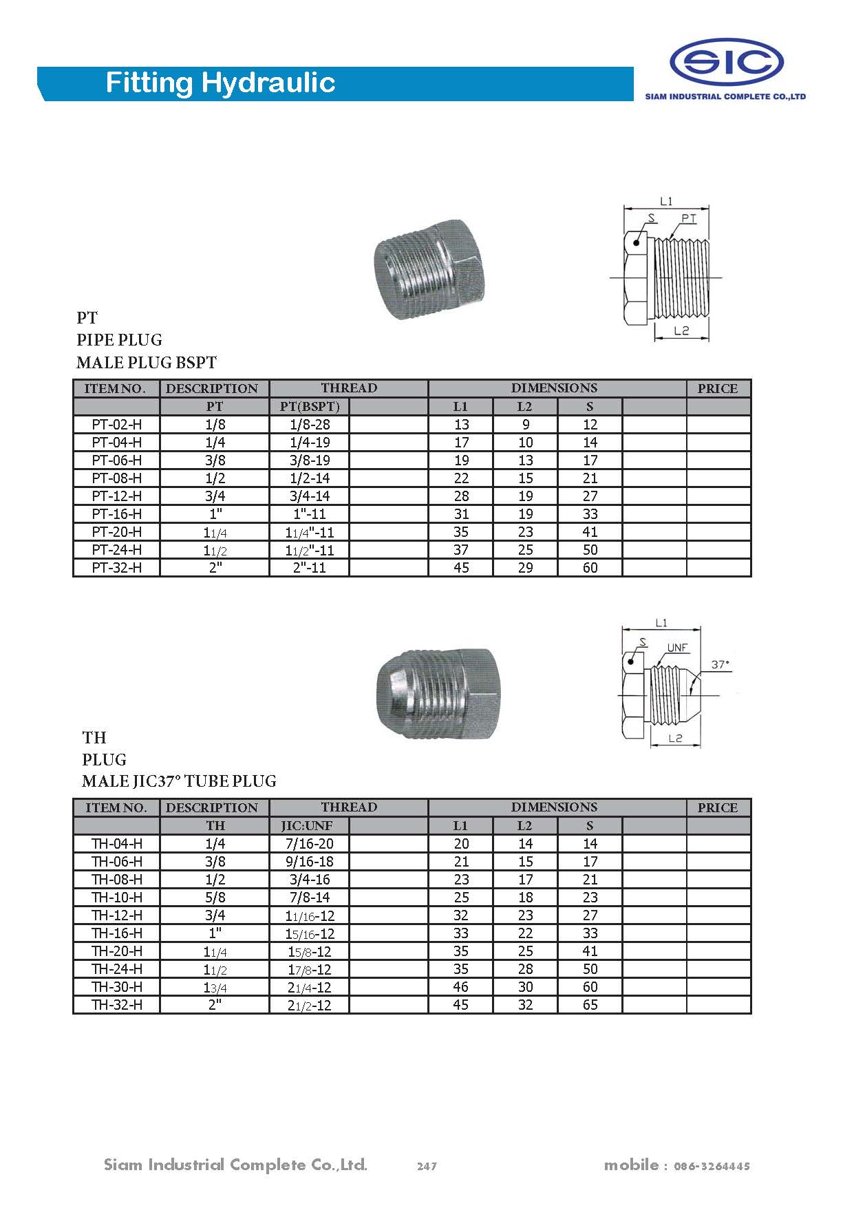 ข้อต่อไฮดรอลิค Fitting Hydraulic 3000 PSI