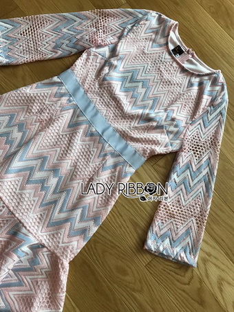 Lady Hanna Graphic Pastel Lace Ruffle Dress