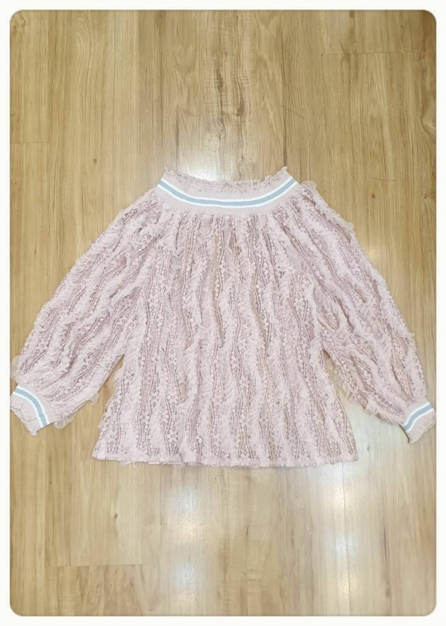 เสื้อลูกไม้เปิดไหล่แขนยาว