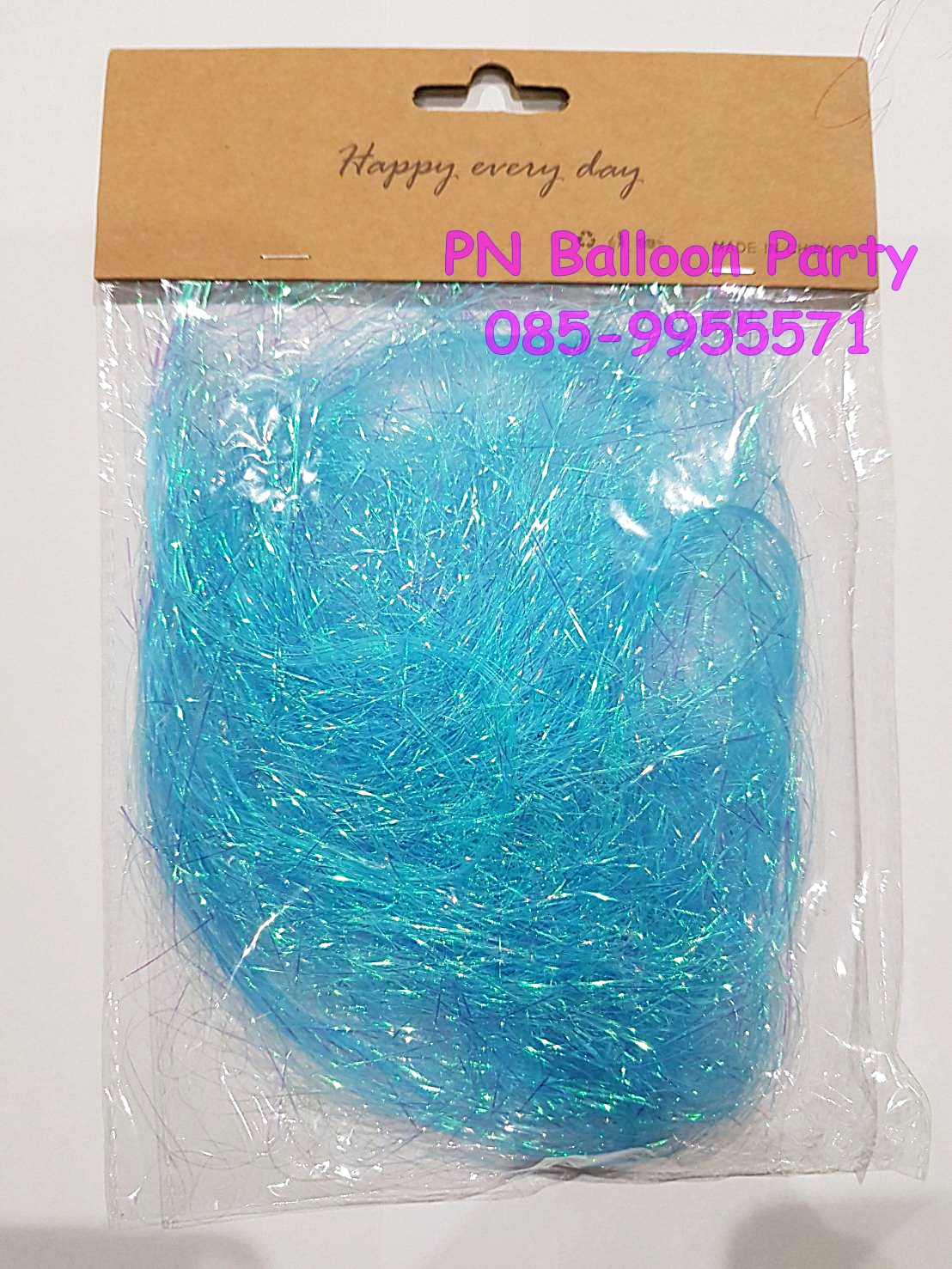 เส้นวุ๊งวิ๊งสีเหลือบ สีฟ้า สำหรับใส่ในลูกโป่งบับเบิ้ลอัดแก๊สฮีเลียม
