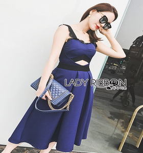 Lady Ribbon Rosie Sexy Blue Dress เดรสสีน้ำเงินสด