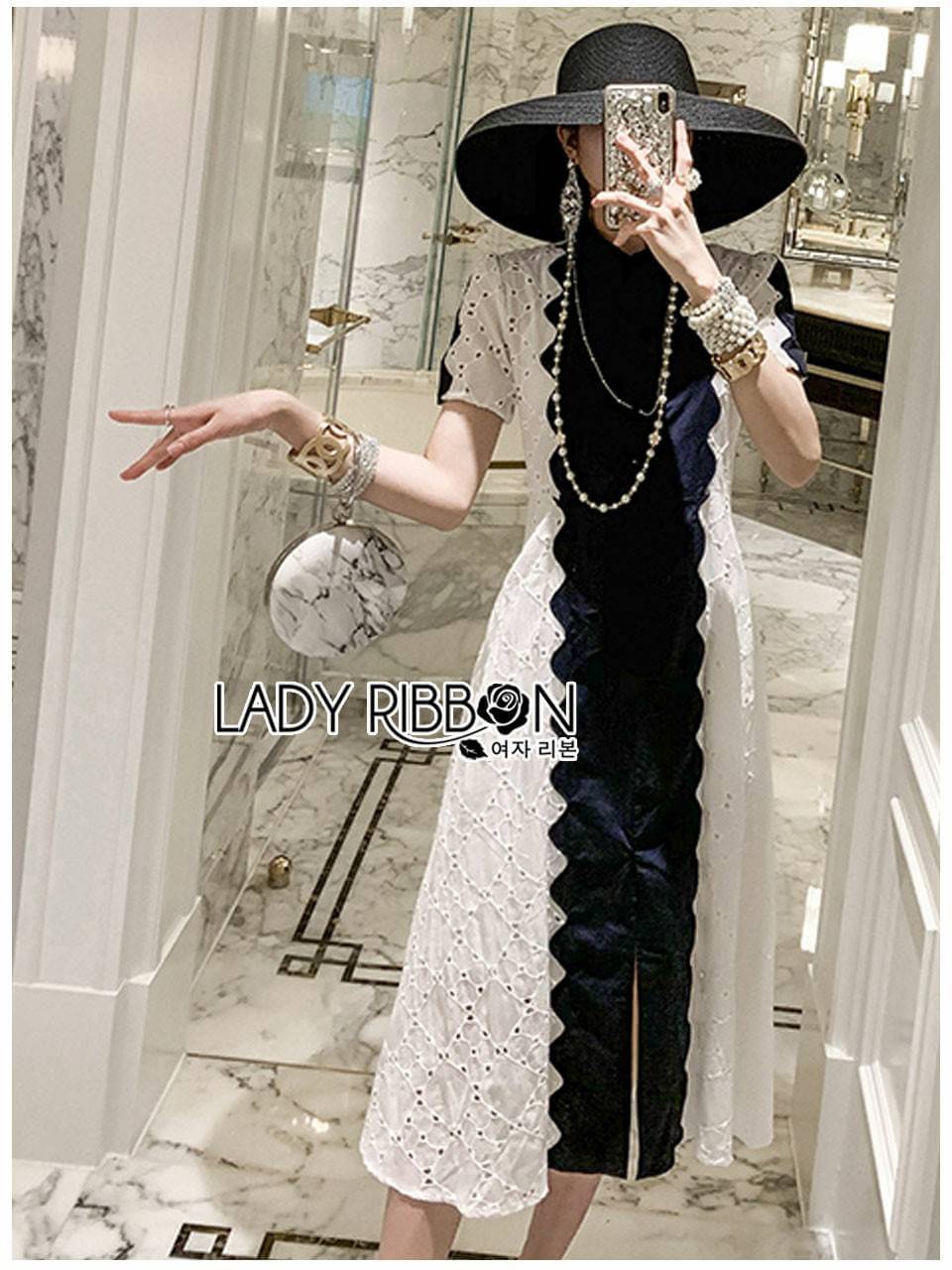 Dress เดรสทรงเชิ้ตตัวยาวผ้าลูกไม้ฉลุสีขาว