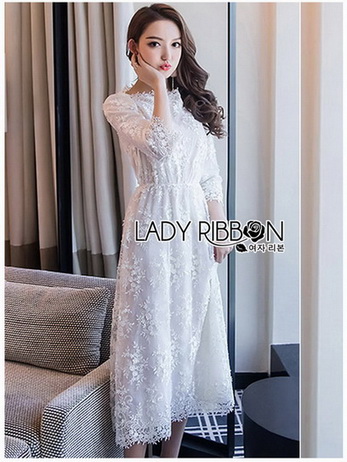 Lace Midi Dress เดรสแขนสามส่วน