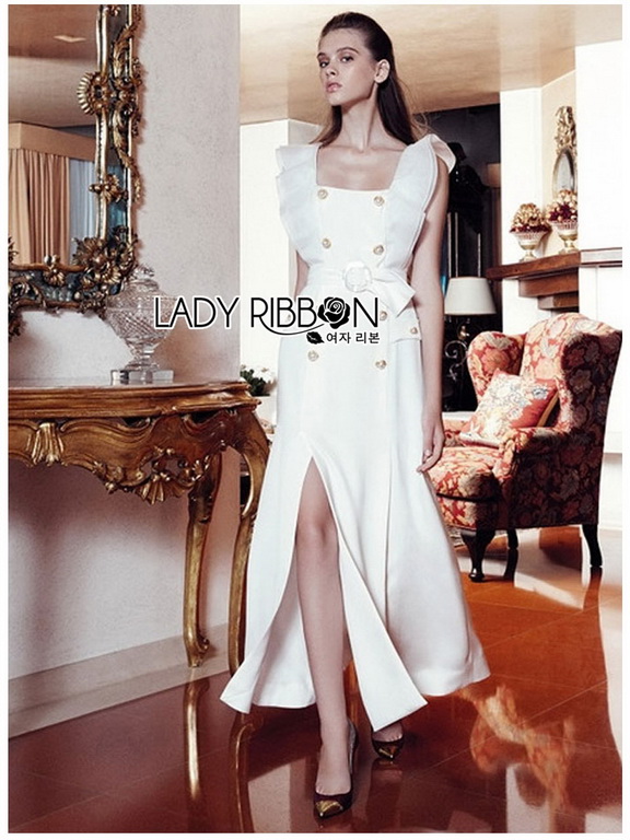 Dress Lady Ribbon ขายเดรสแขนระบาย
