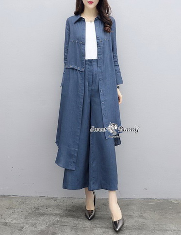 ผ้าสีกรมเนื้อดีผ้านุ่มเสื้อเชิ้ตตัวยาวทรงปล่อย