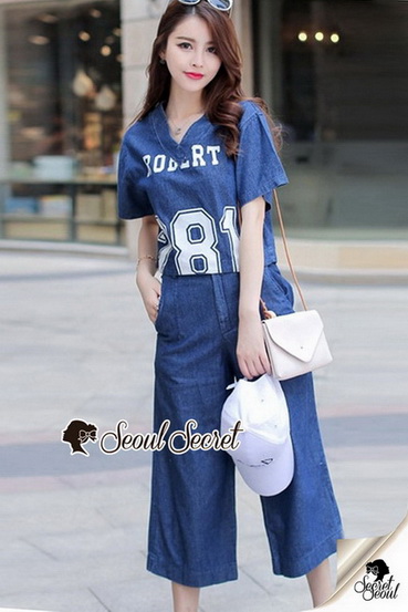 ชุดยีนส์สปอร์ตเกิร์ลขากว้าง