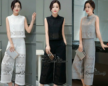 Lady Ribbon Online เสื้อผ้า ออนไลน์ ขายส่ง ของแท้ SW09040716 Sweet Bunny Present... Floral Lace Tube Pants Set