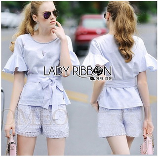 Lady Ribbon Online ขายส่งเสื้อผ้าออนไลน์ Lady Ribbon พร้อมส่ง LR05040816 🎀 Lady Ribbon's Made 🎀 Lady Zara Lilac Embroidered Ribbon Top
