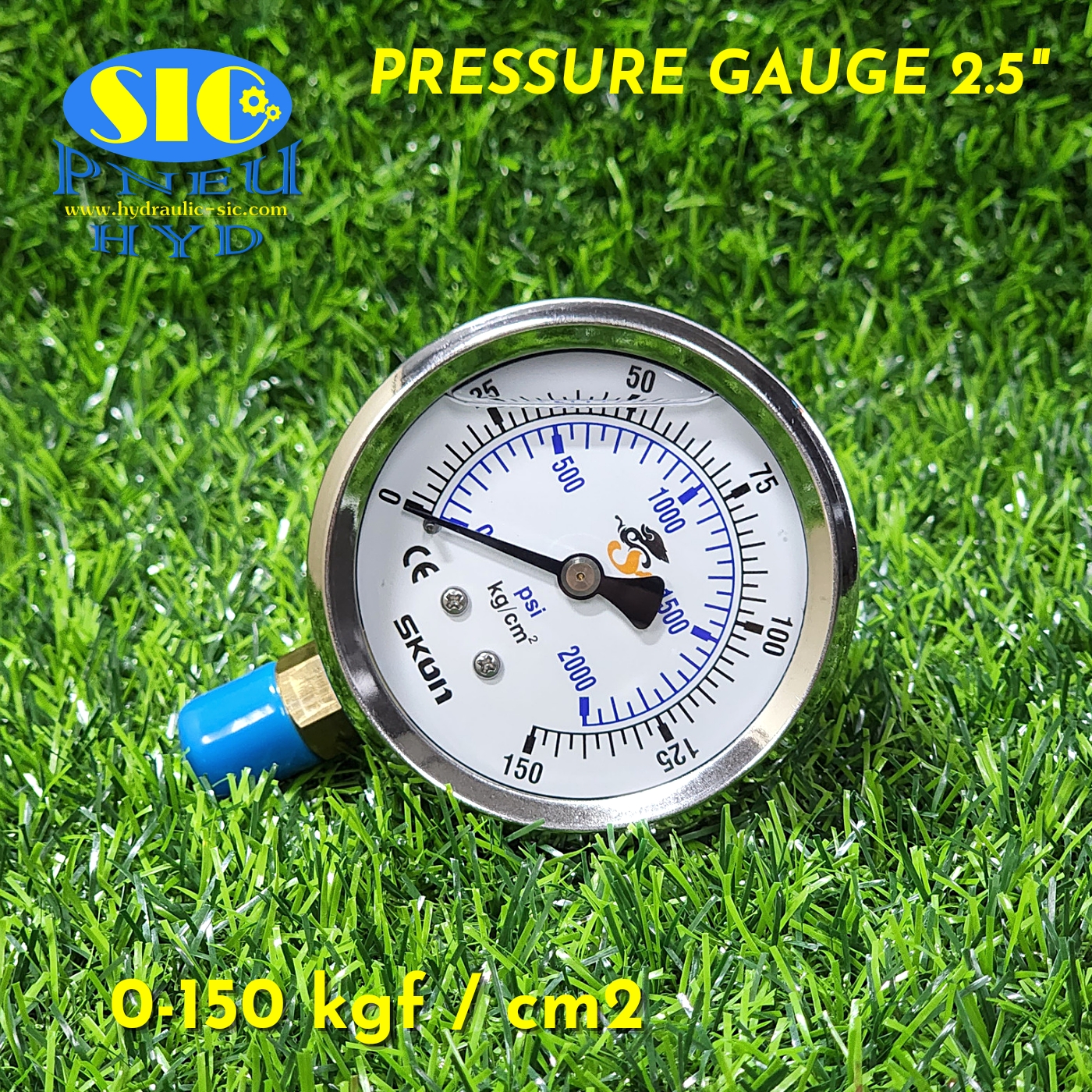 321-21-222** Pressure Gauge kgf-cm2/Psi เกจวัดแรงดัน หน้าปัด 2-1/2" เกลียวออกข้าง (SKON)